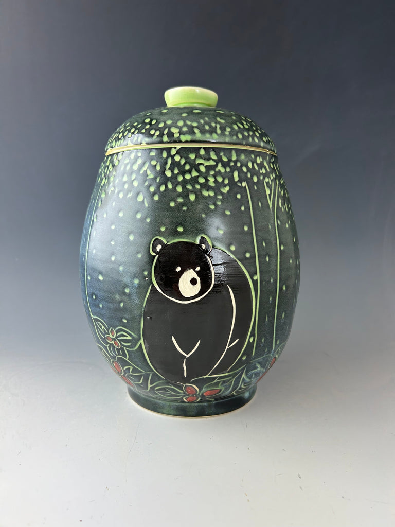 Custom Order Mary Parent Bear Canister in Green