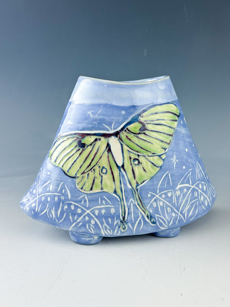 Luna Moth Small Zoid Vase in Blue
