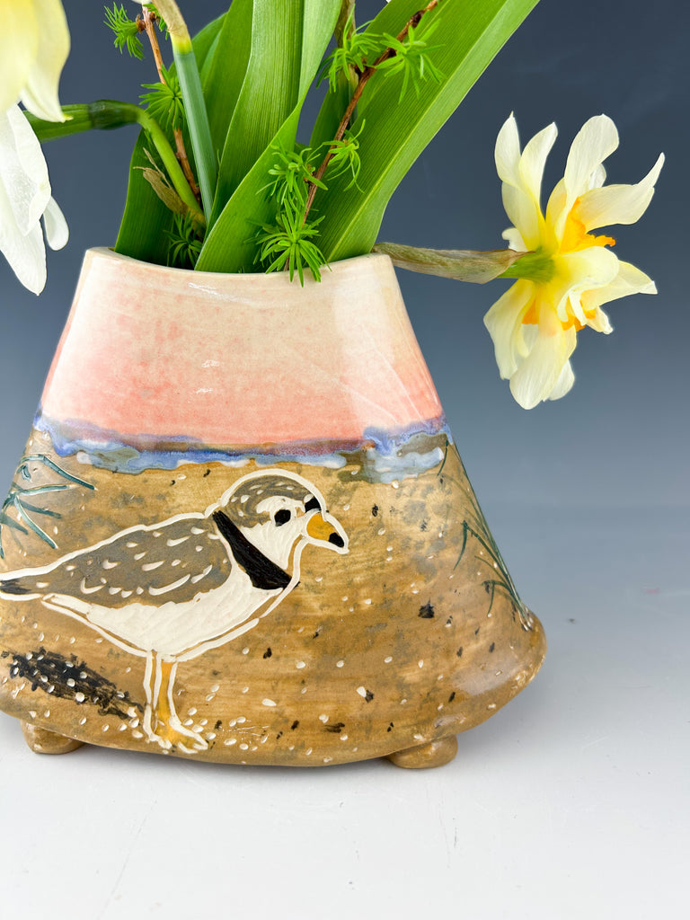 Piping Plover Zoid Vase Small in Sunset