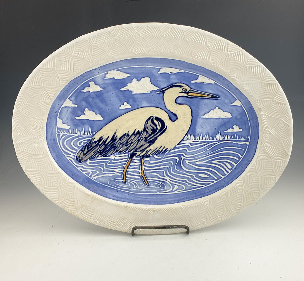 Heron Large Serving Platter in White