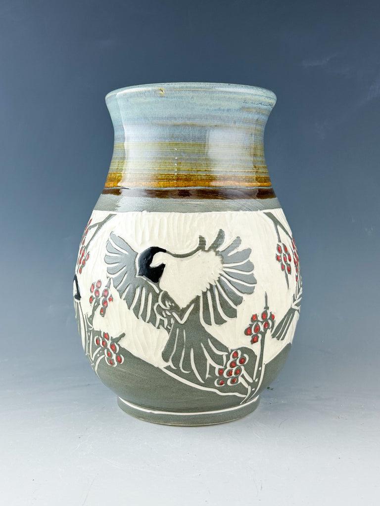 Chickadee Vase in Gray