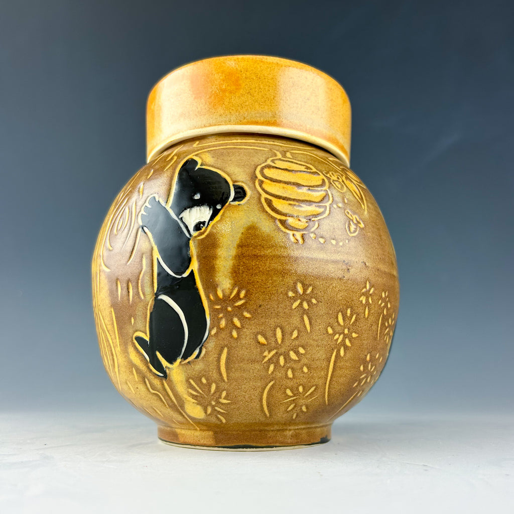 Bear Honey Jar in Gold