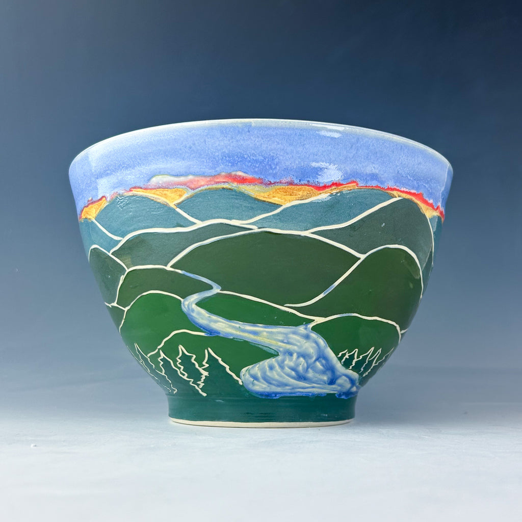 Mountain River Serving Bowl in Blue