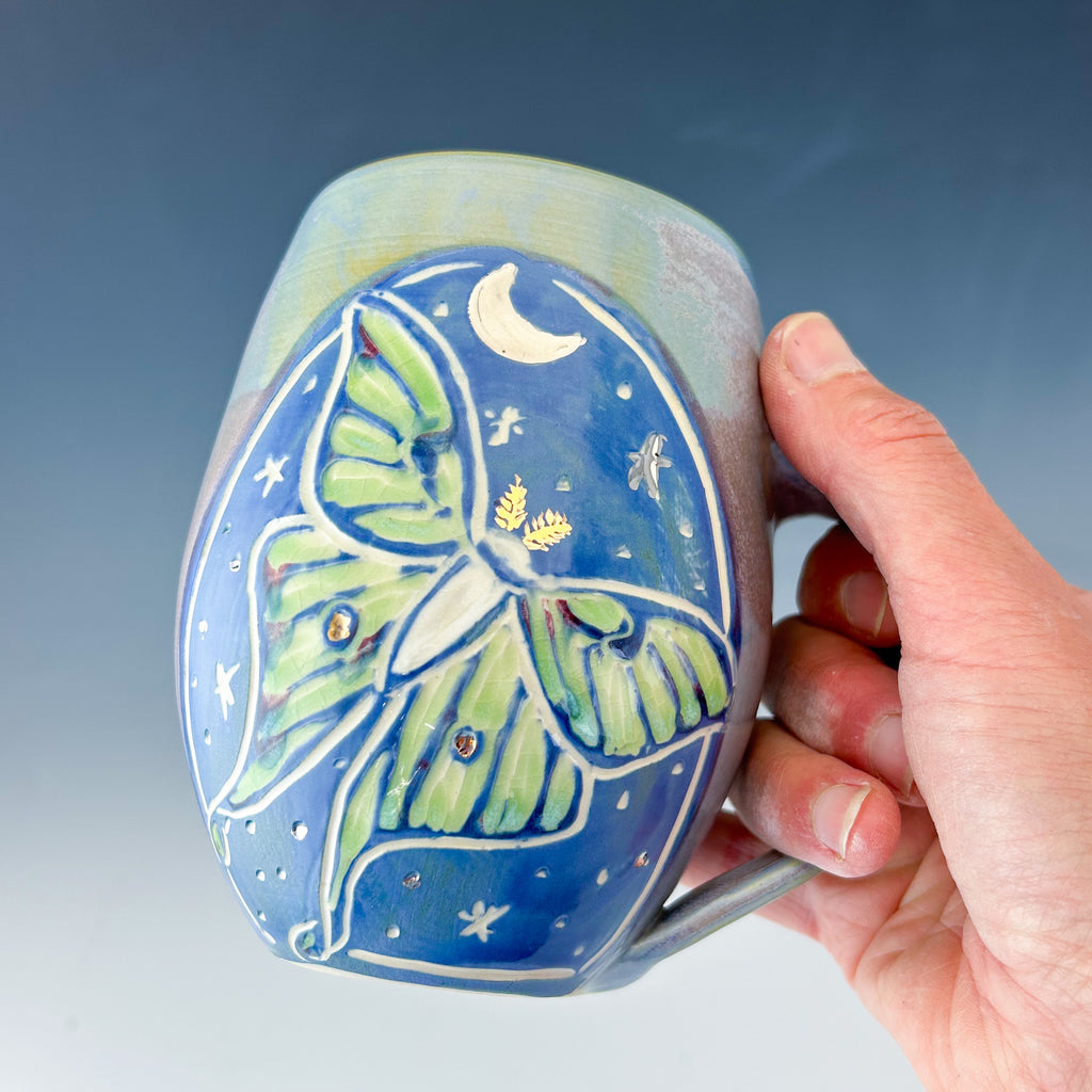 Luna Moth Mug in Blue