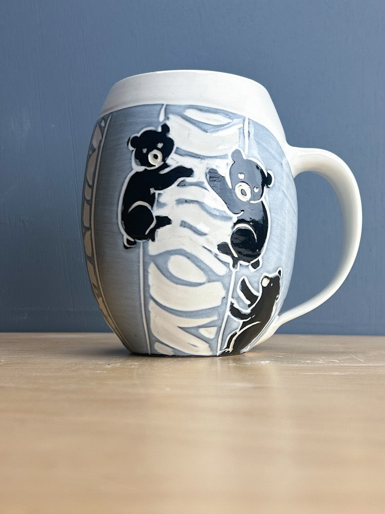 Custom Order Mareen Wheeler Bear Mug and Birches in White