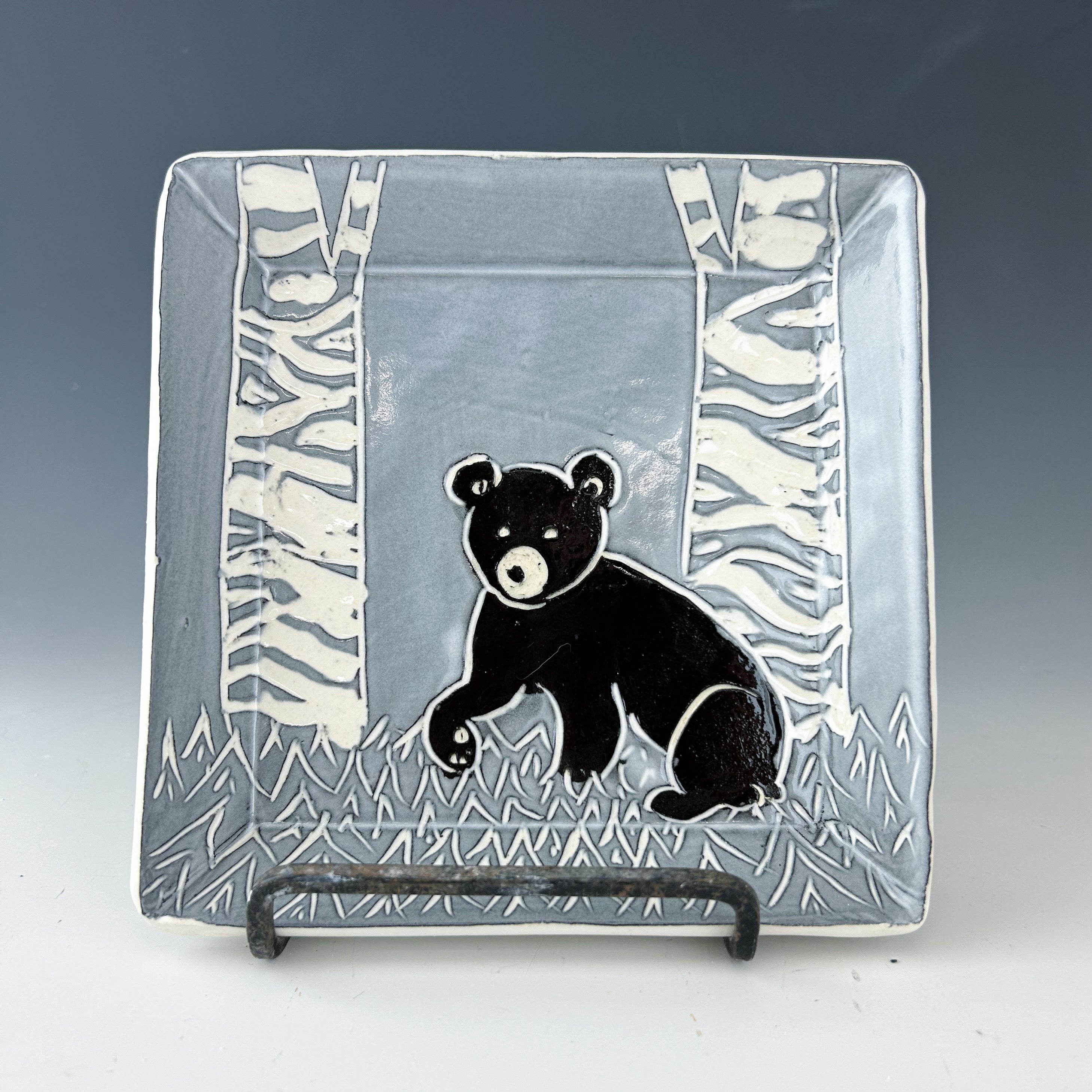 Bear and Birch Small Plate in White