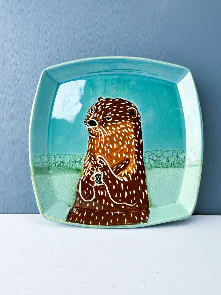 Otter Large Plate in Blue and Green