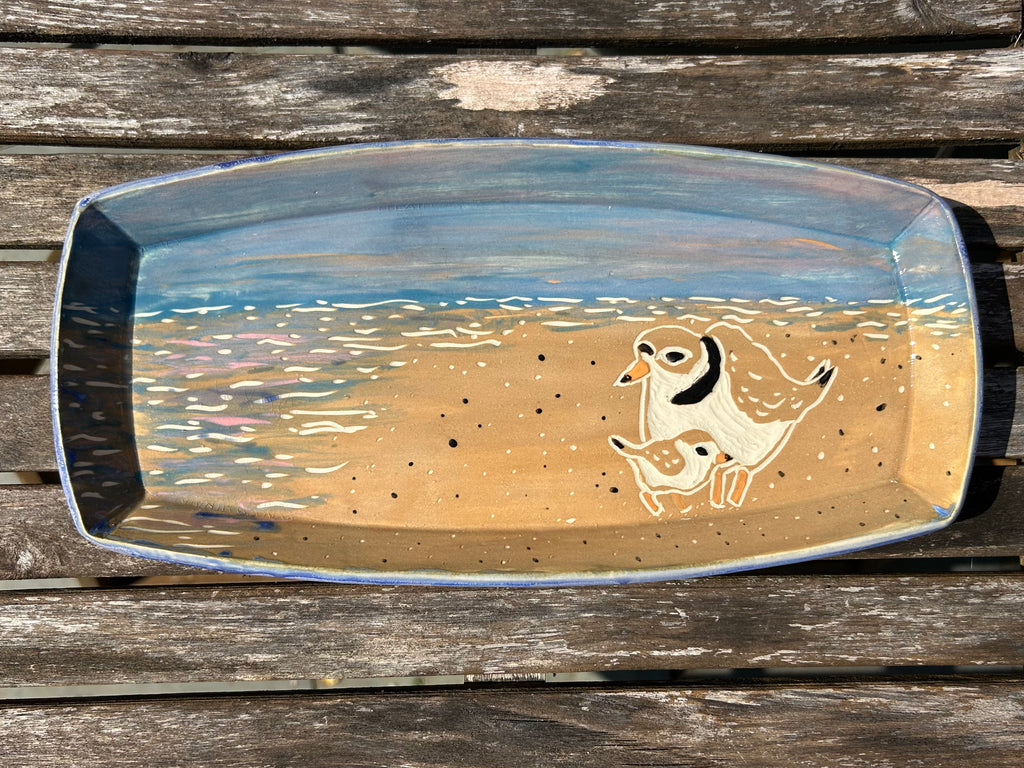 Piping Plover Oval Tray in Blue