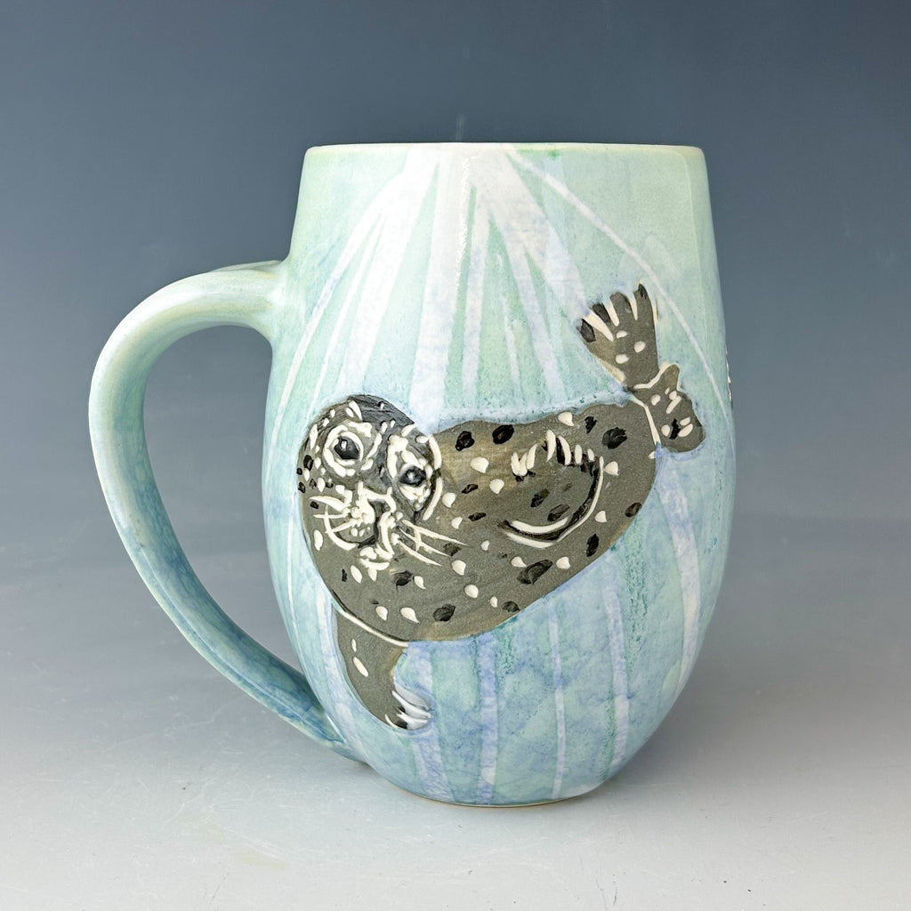 Seal Mug in Aqua and Blue