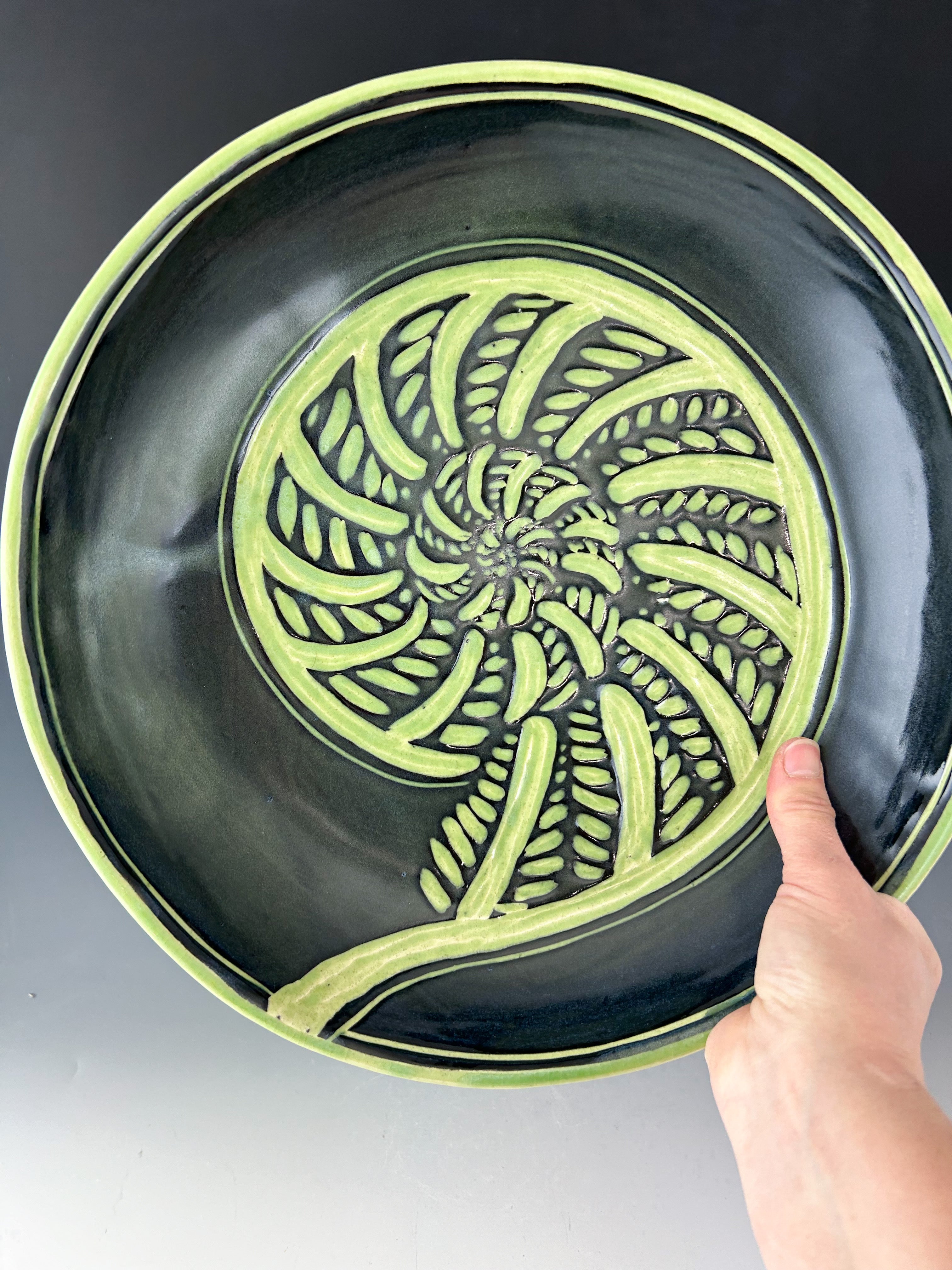 Fiddlehead Large Serving Bowl in Green