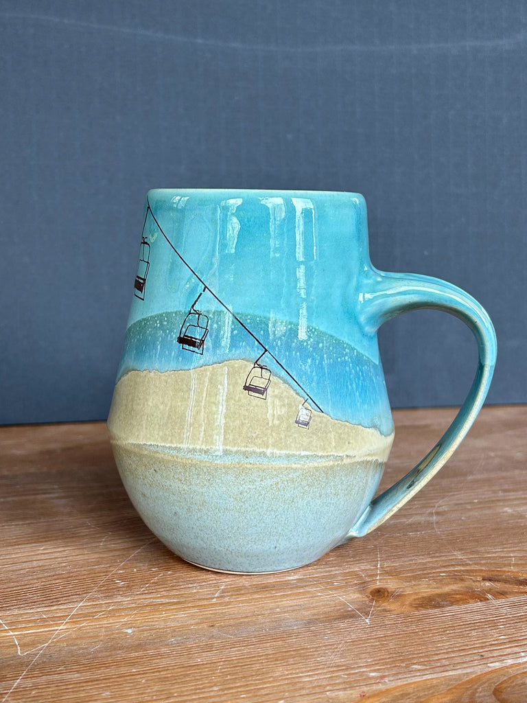 Ski Lift Mug in Blue and Brown