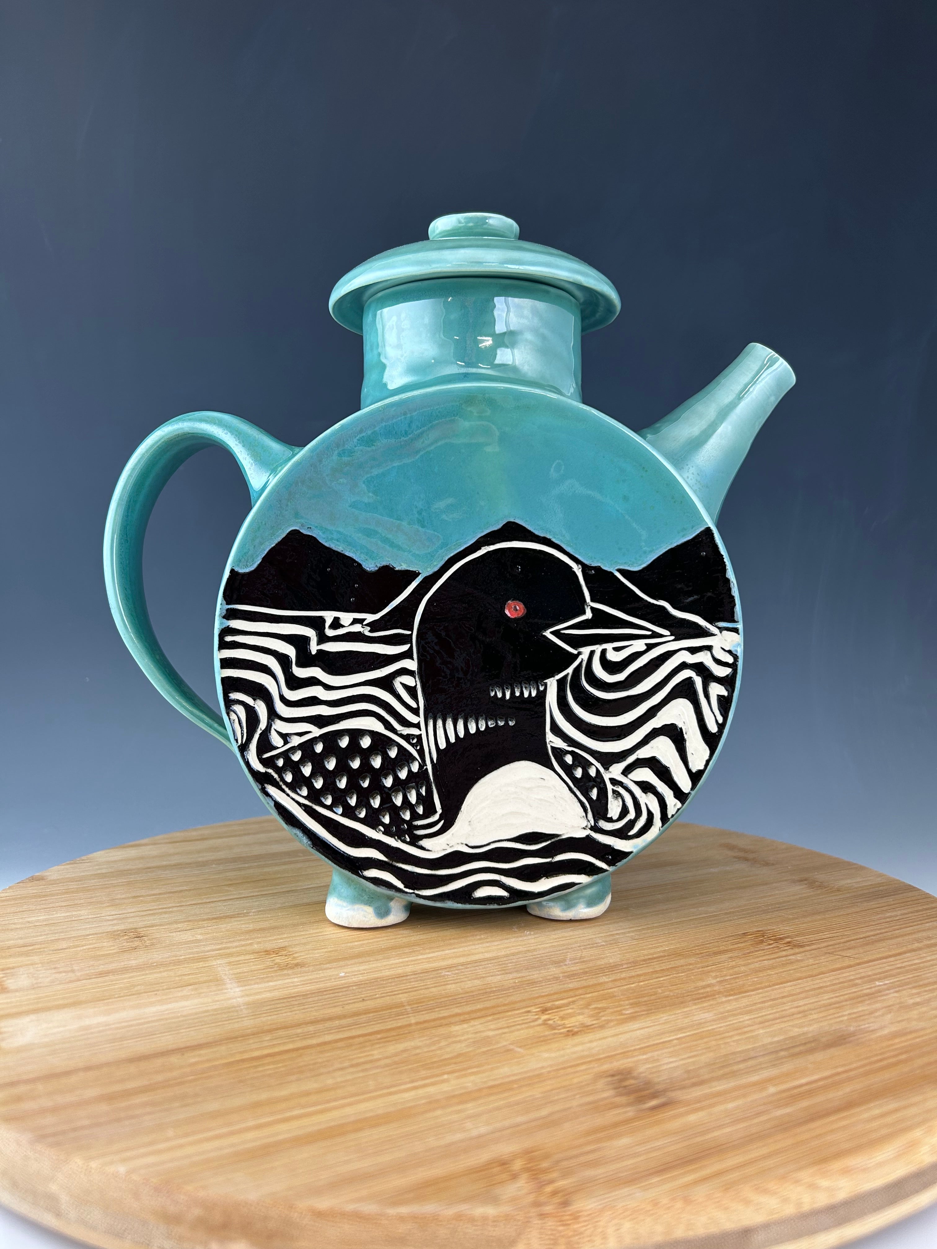 Loon Teapot in Blue