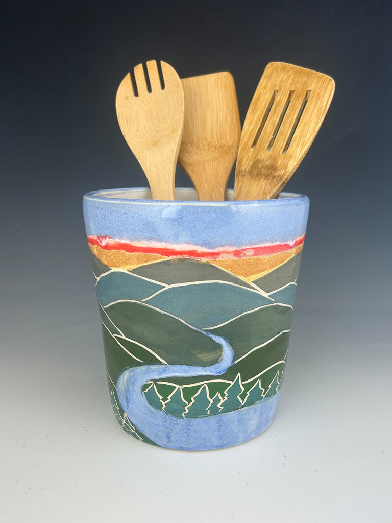 Mountain River Utensil Crock in Blue