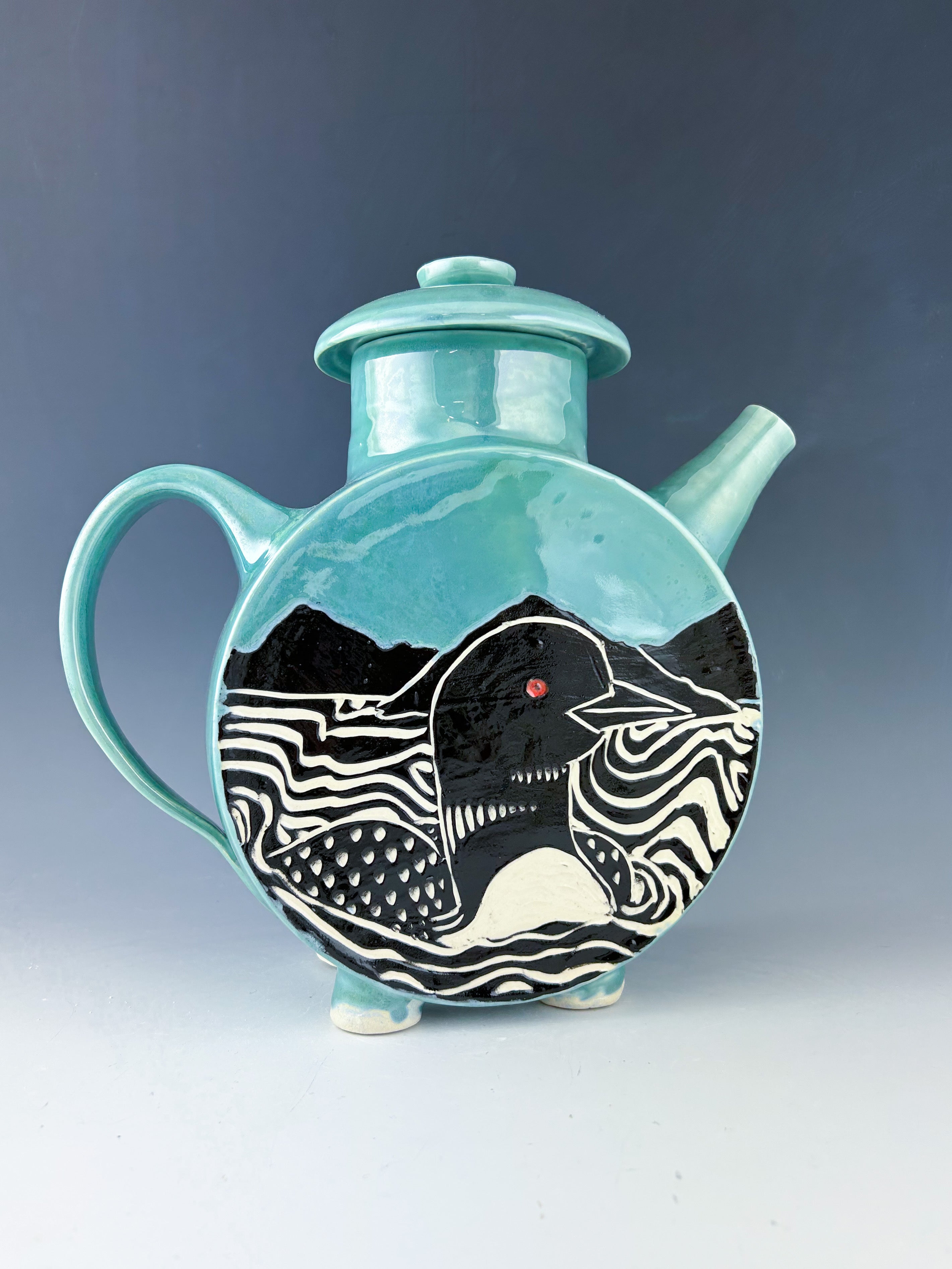 Loon Teapot in Blue
