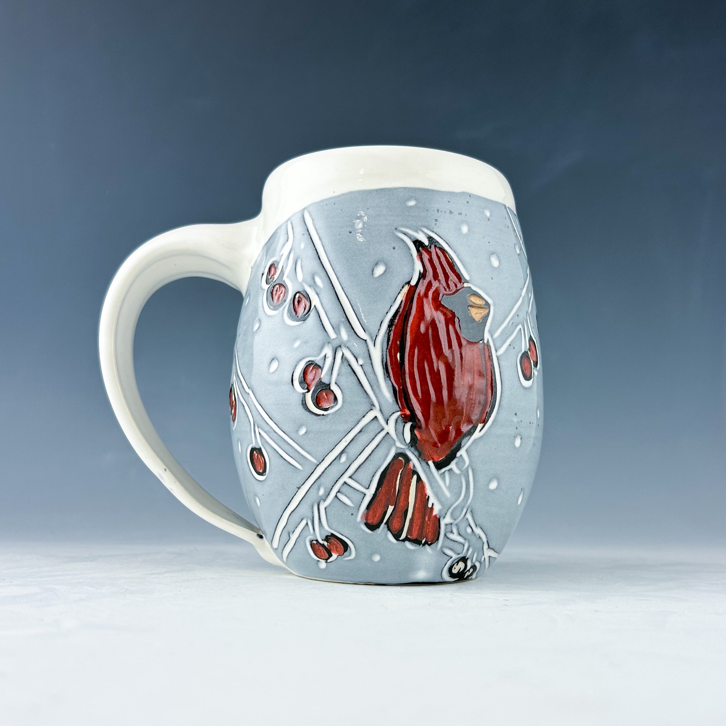 Cardinal Berry Mug in White