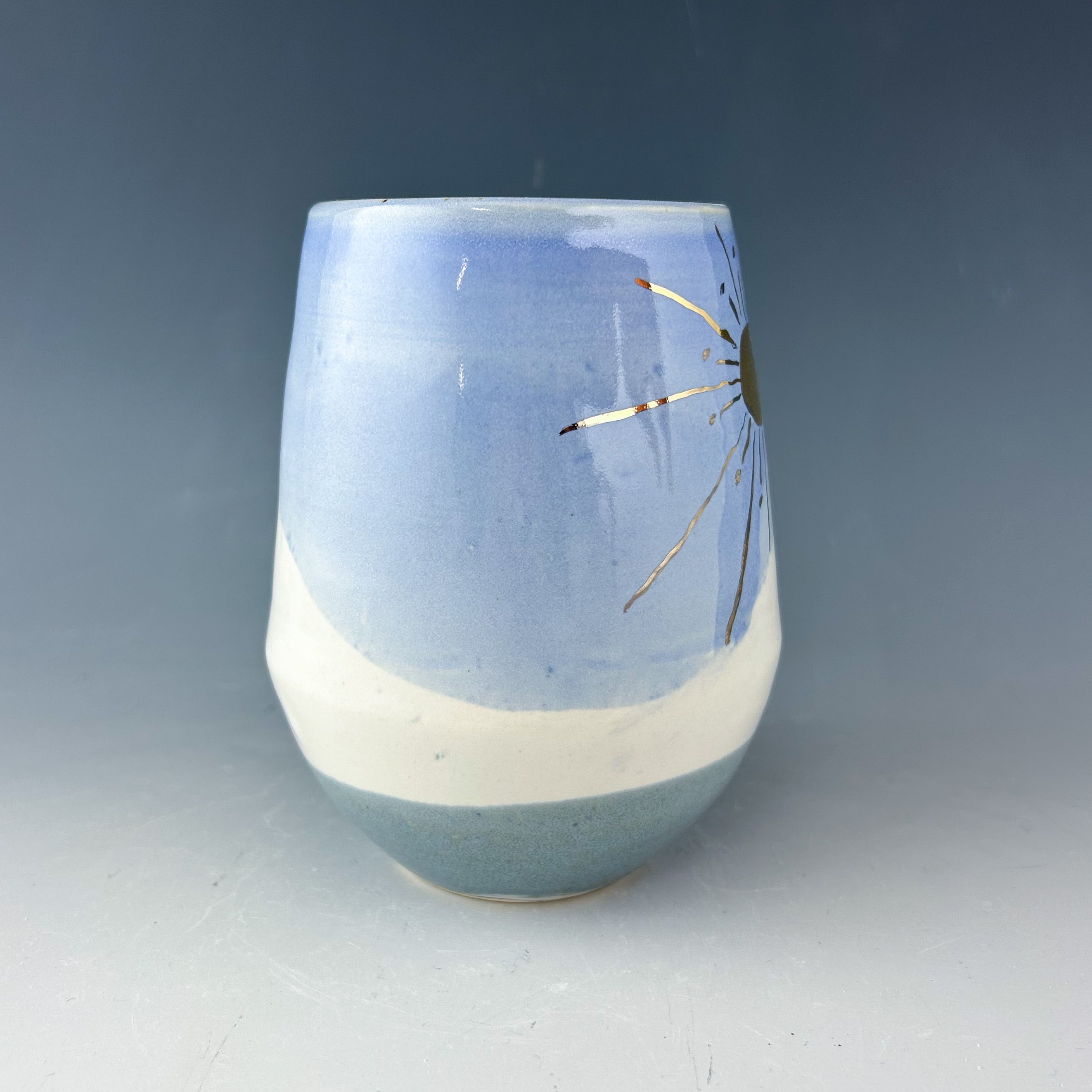 SunSnow Mug in Blue and White with Gold Luster