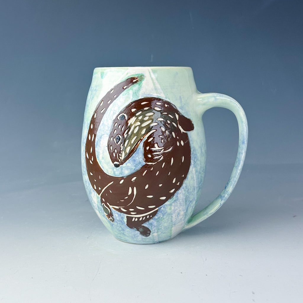 Otter Mug in Aqua and White