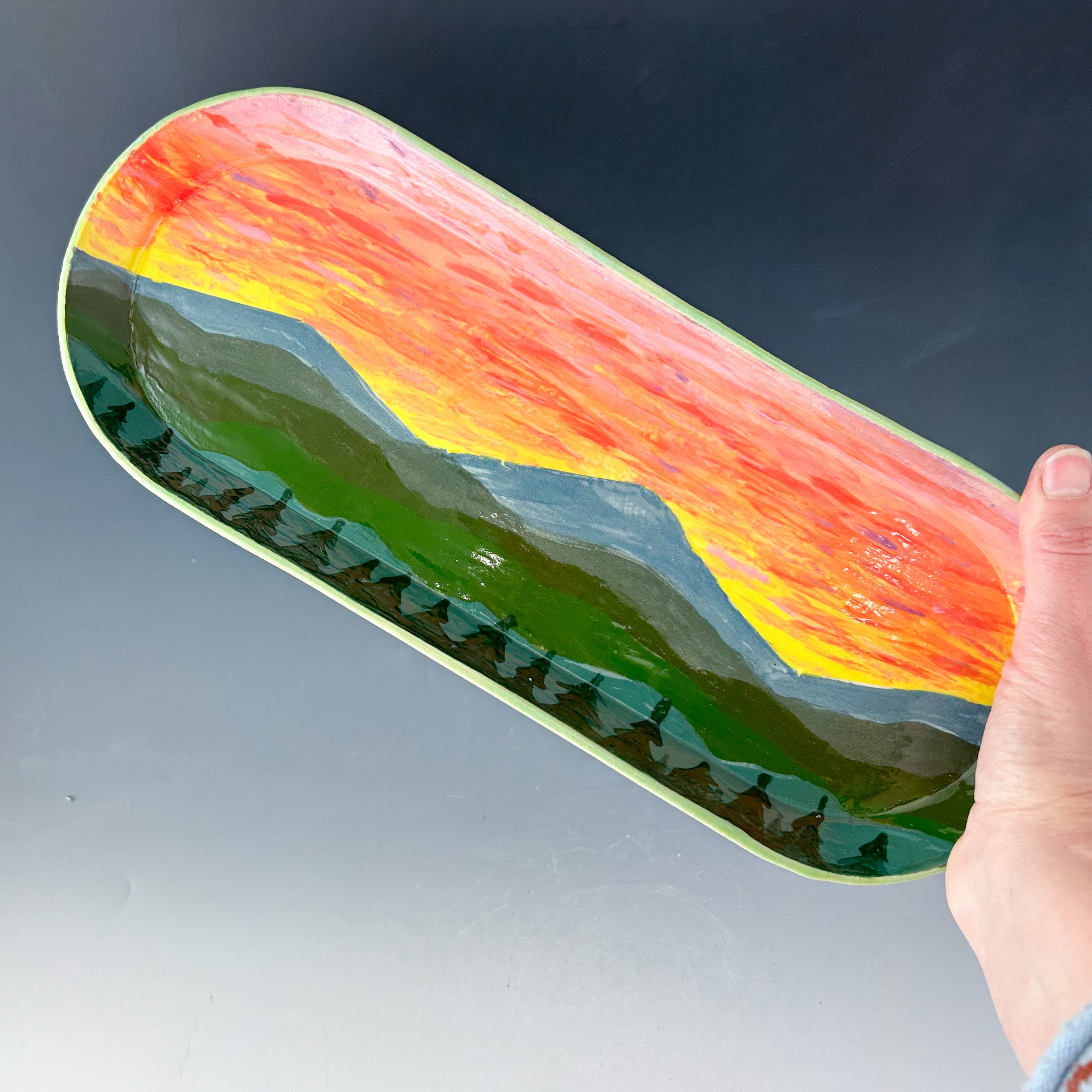 Mountain Sunset Tray in multicolor