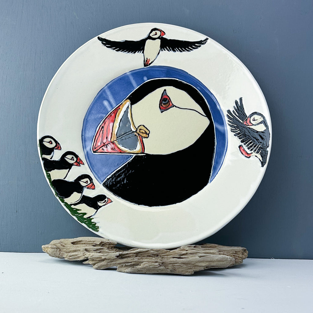 Puffin Round Platter in White