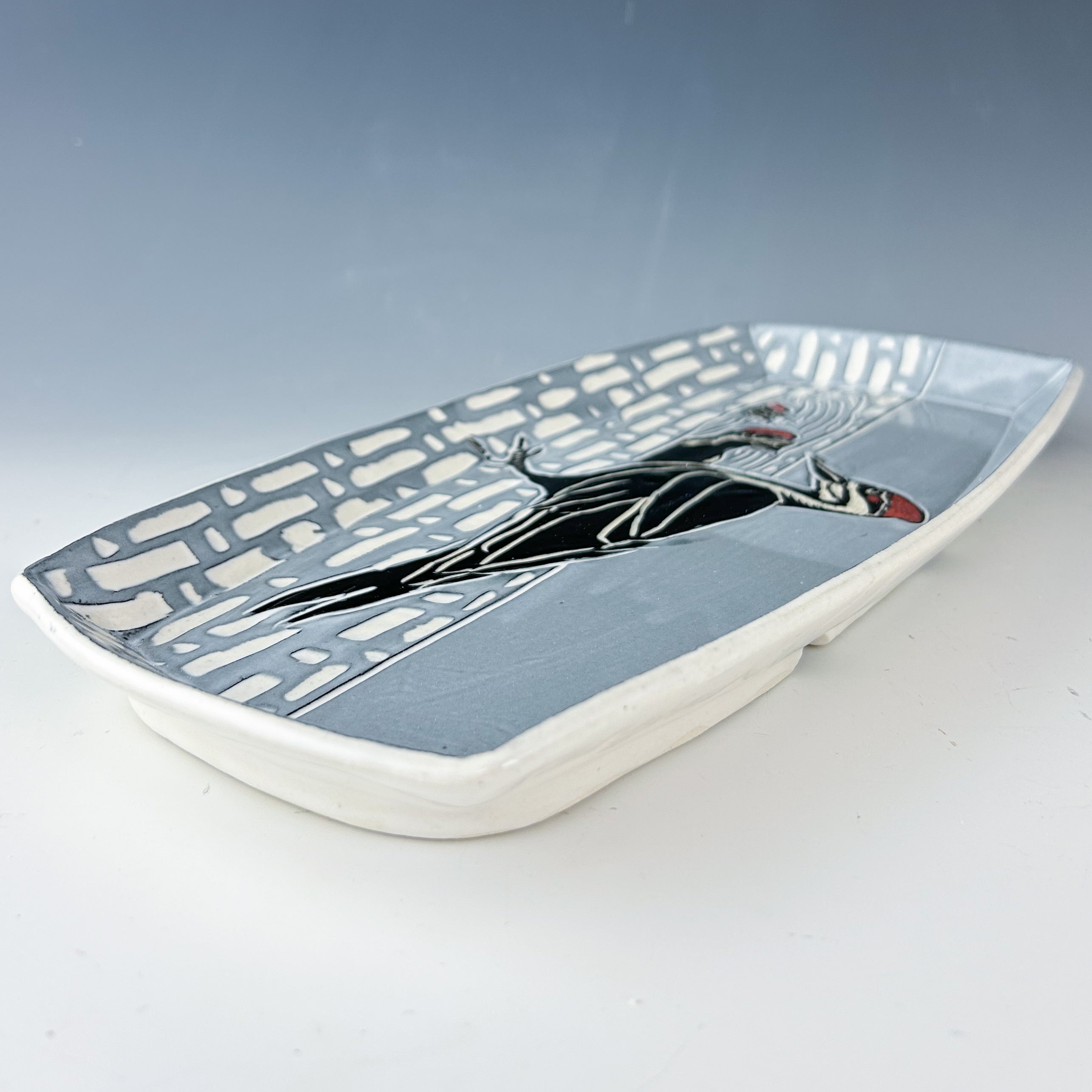 Custom order Sherry White Pileated Woodpecker Tray in White