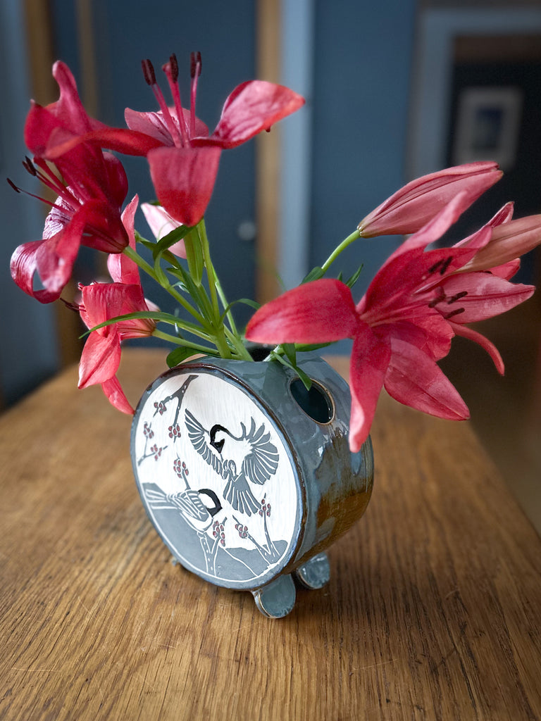 Chickadee Canteen Vase in Gray