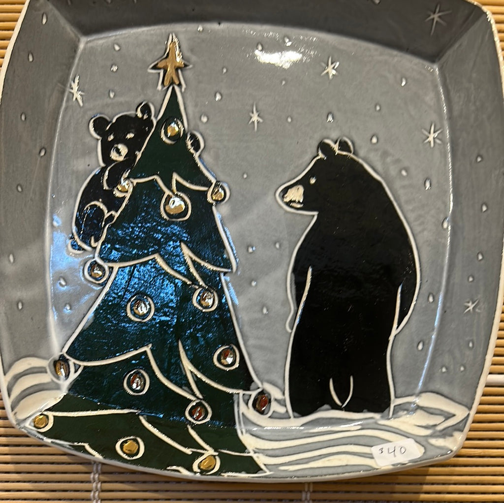 Luster Christmas Bear Plate medium