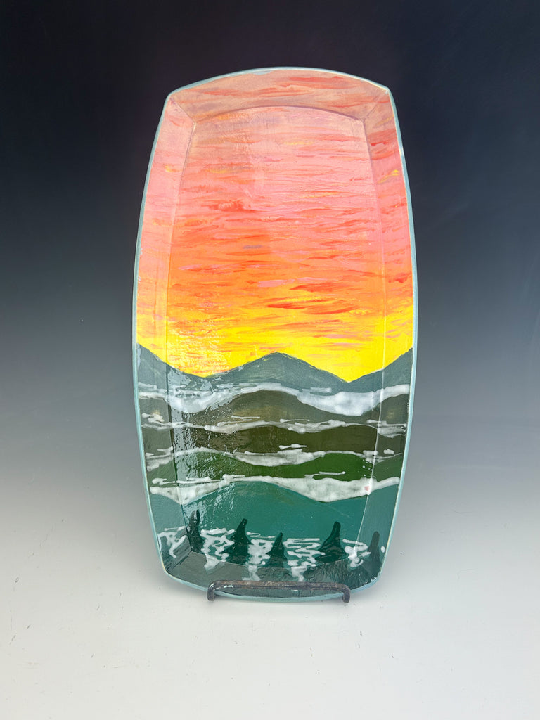 Mountain Sunset Tray in multicolor