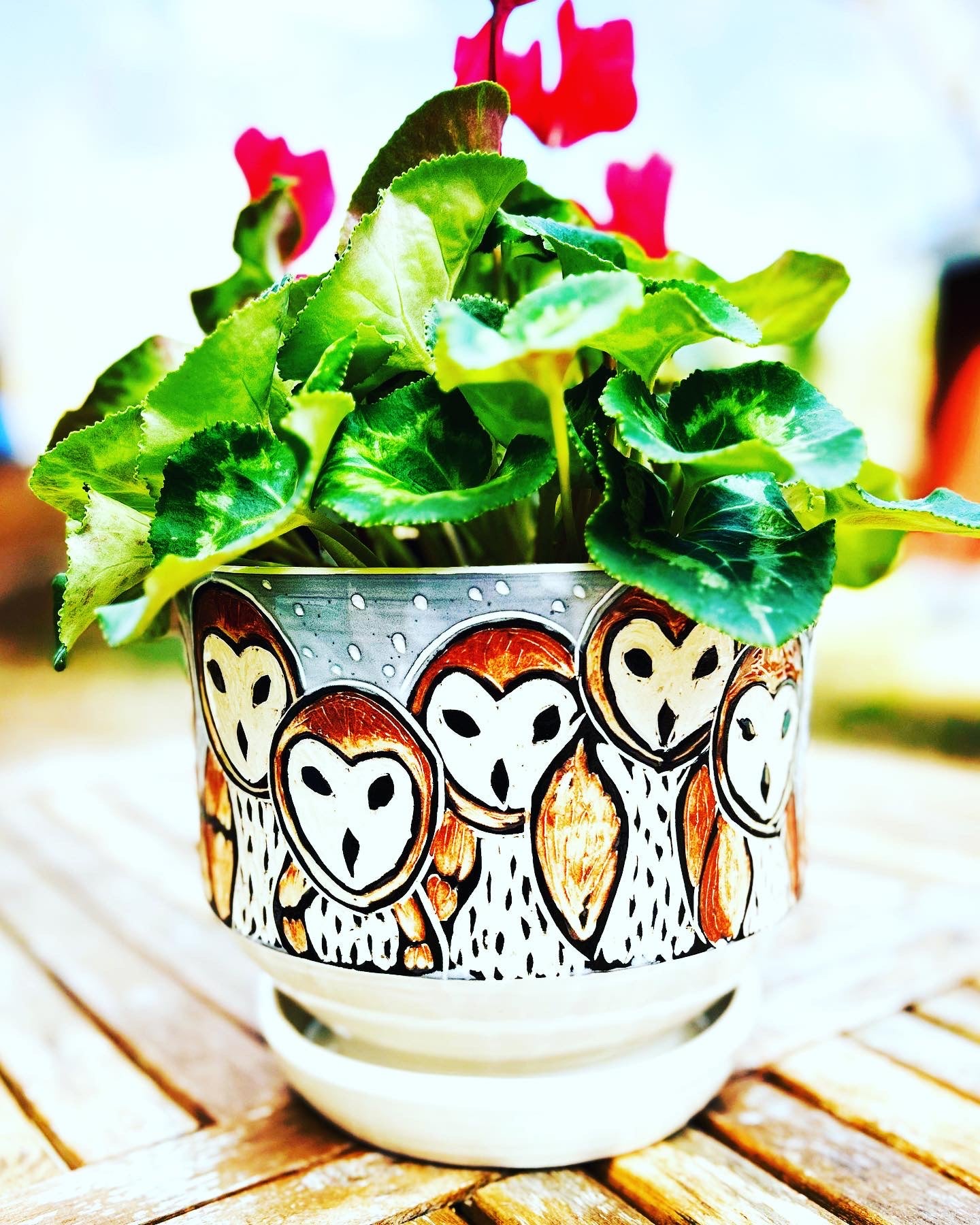 Owl Large Planter in White