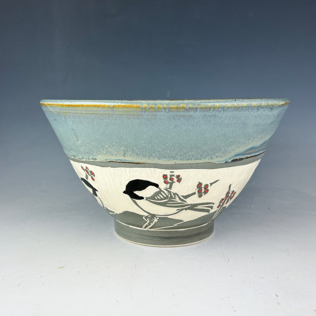 Chickadee Serving Bowl in Gray