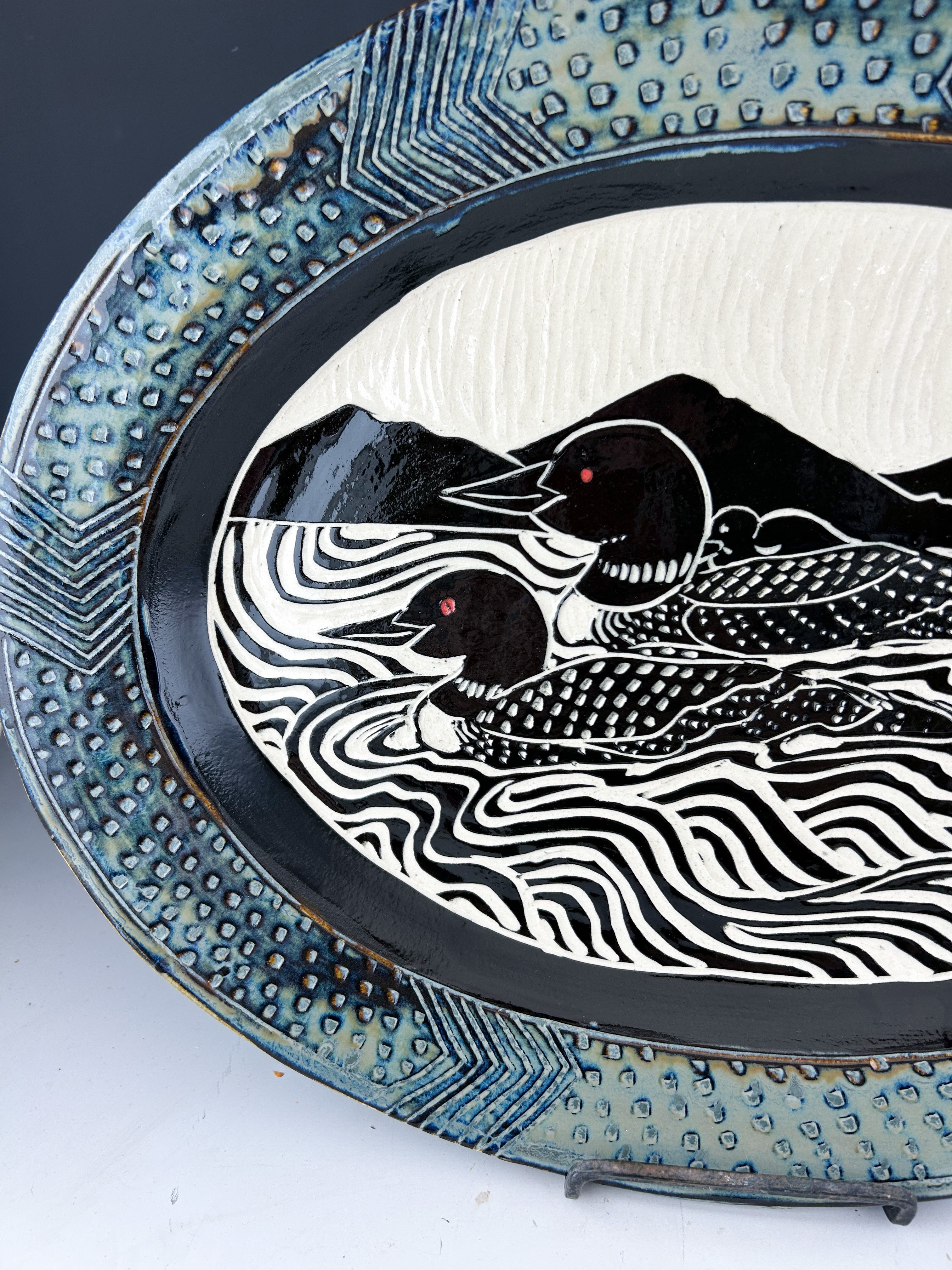 Loon Large Serving Platter in Gray