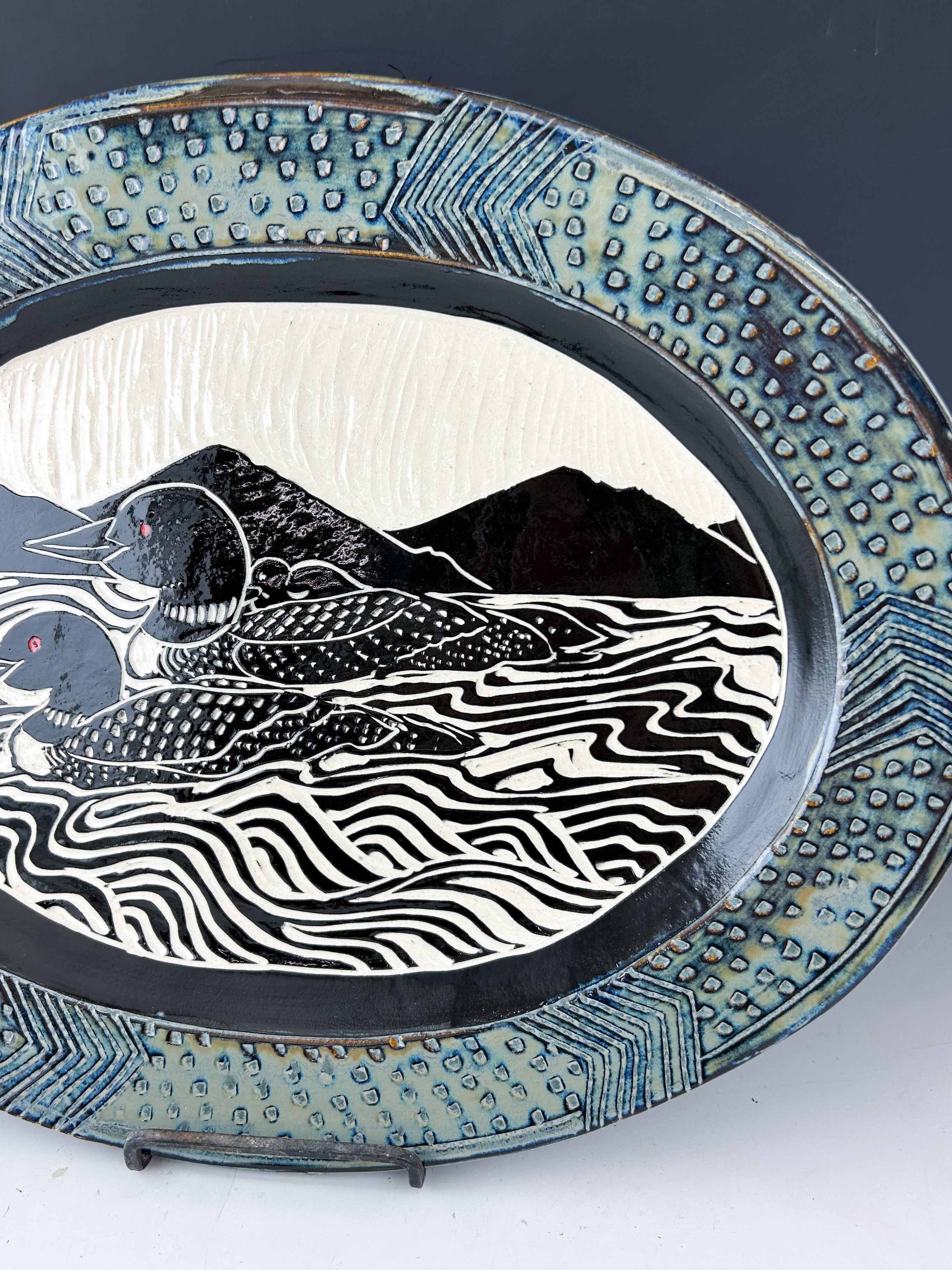 Loon Large Serving Platter in Gray