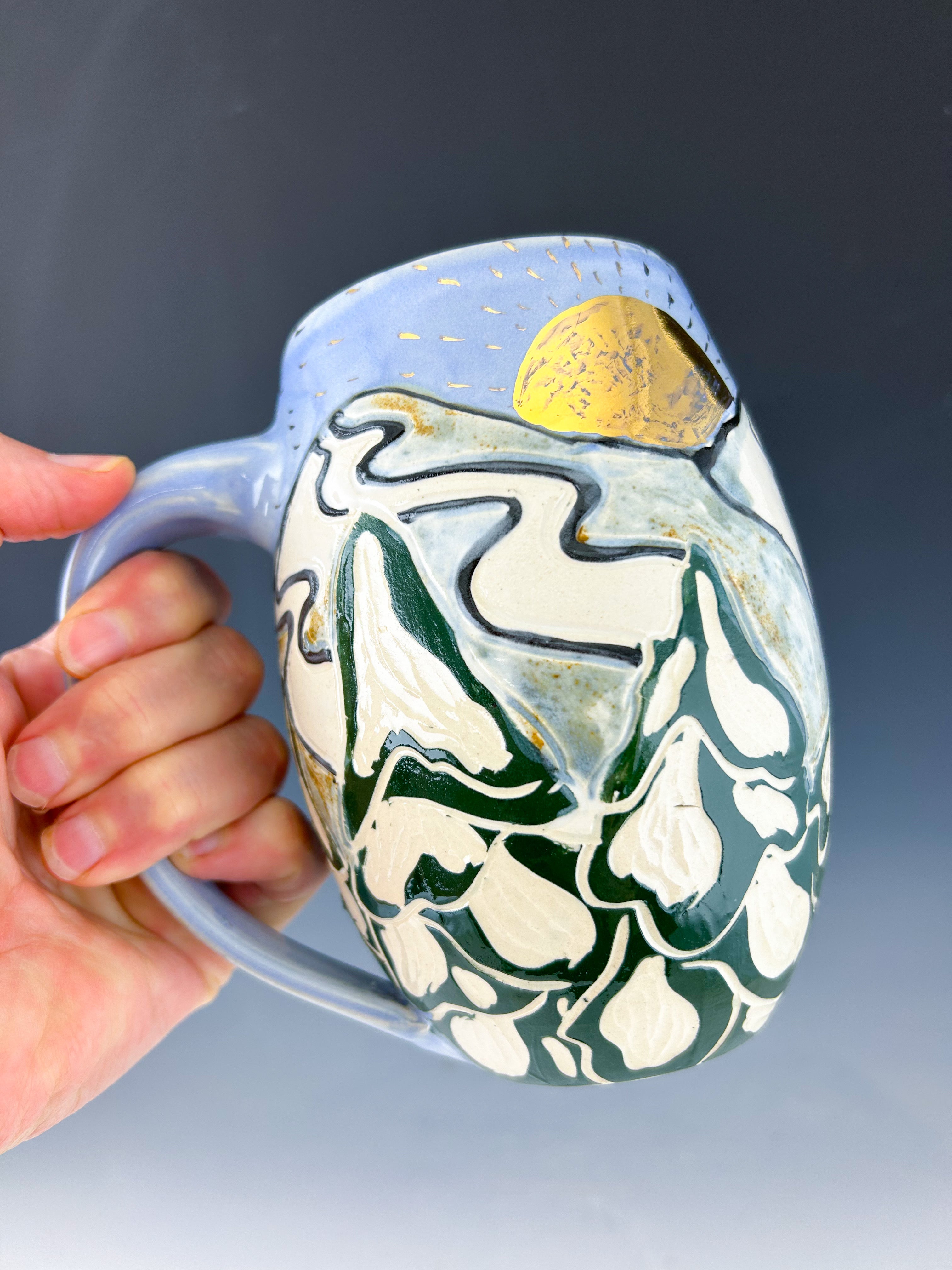 Mountain Mug in Blue with Gold Luster