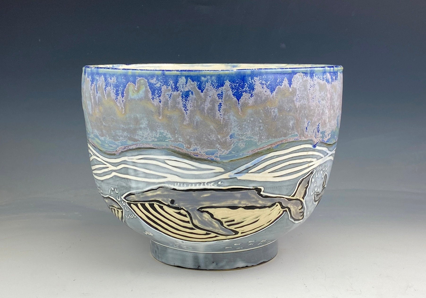 Whale Serving Bowl in Blue Purple