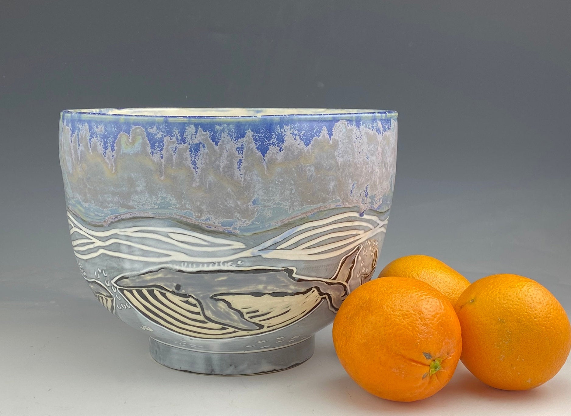 Whale Serving Bowl in Blue Purple