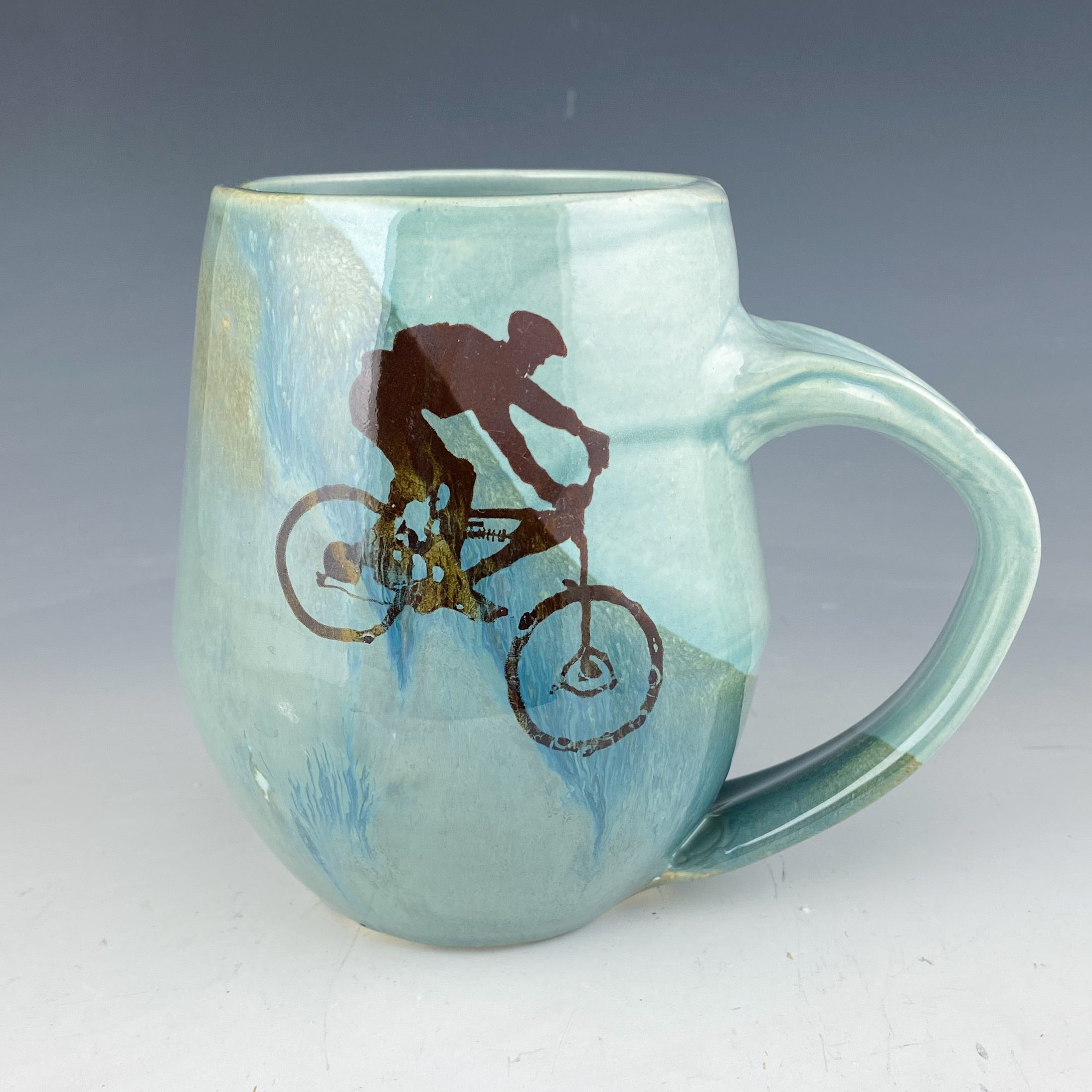 Mountain Bike Mug in Blue and Brown