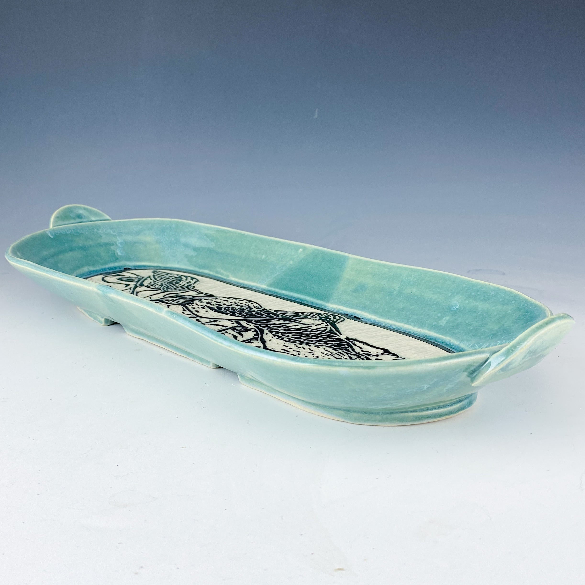 Sandpiper Deep Rounded Oval Tray in Blue
