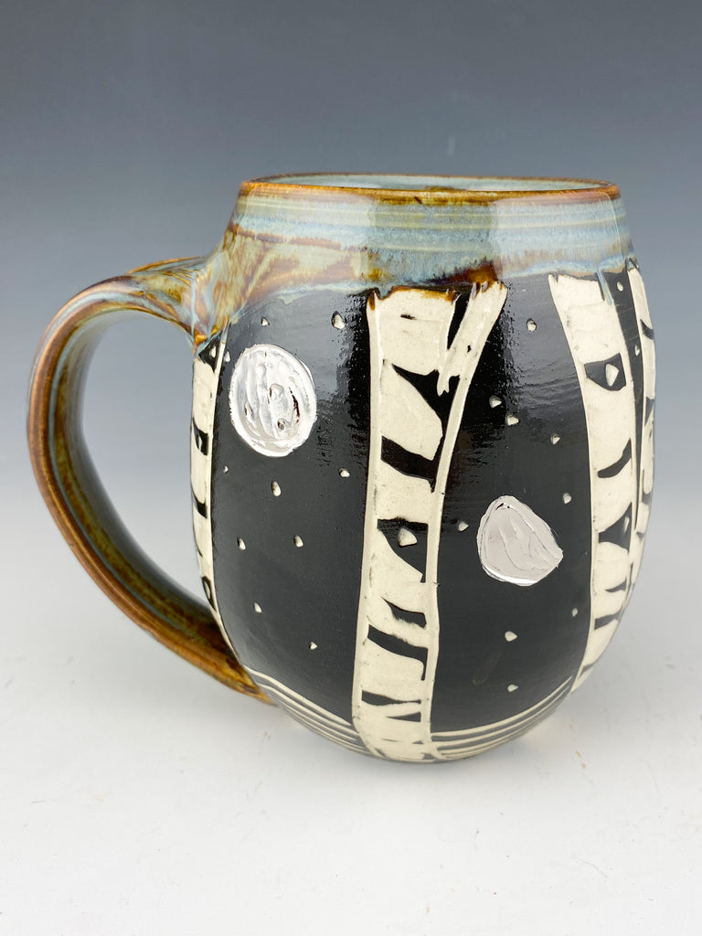 Moon and Birch Luster Mug in Gray