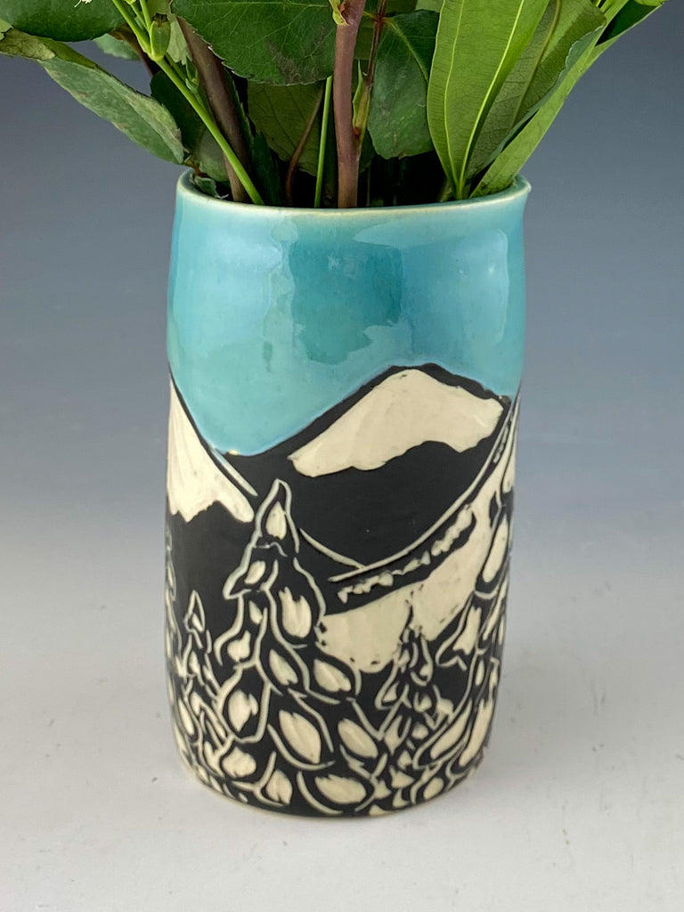 Winter Mountain Vase in Blue