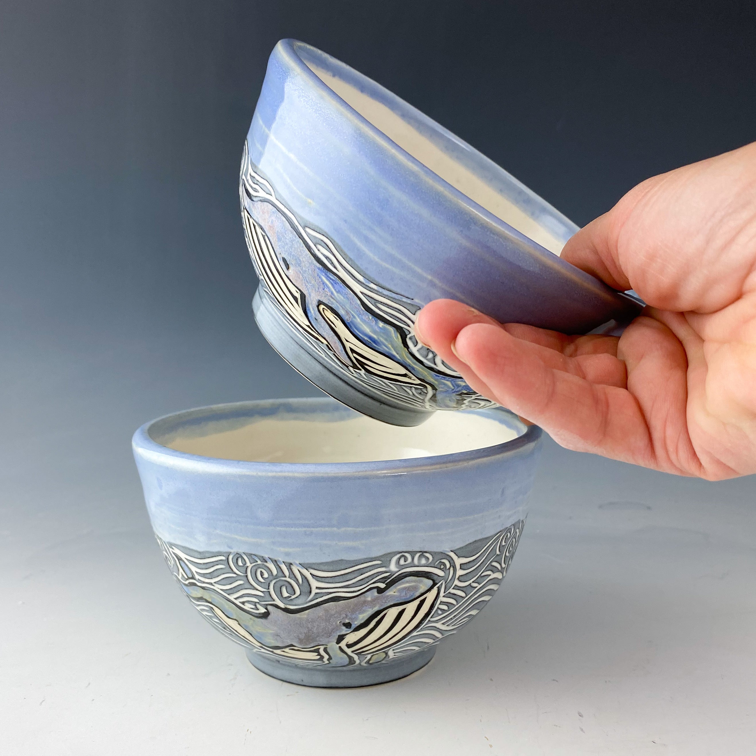 Small Bowls in Various Designs White Gray Blue