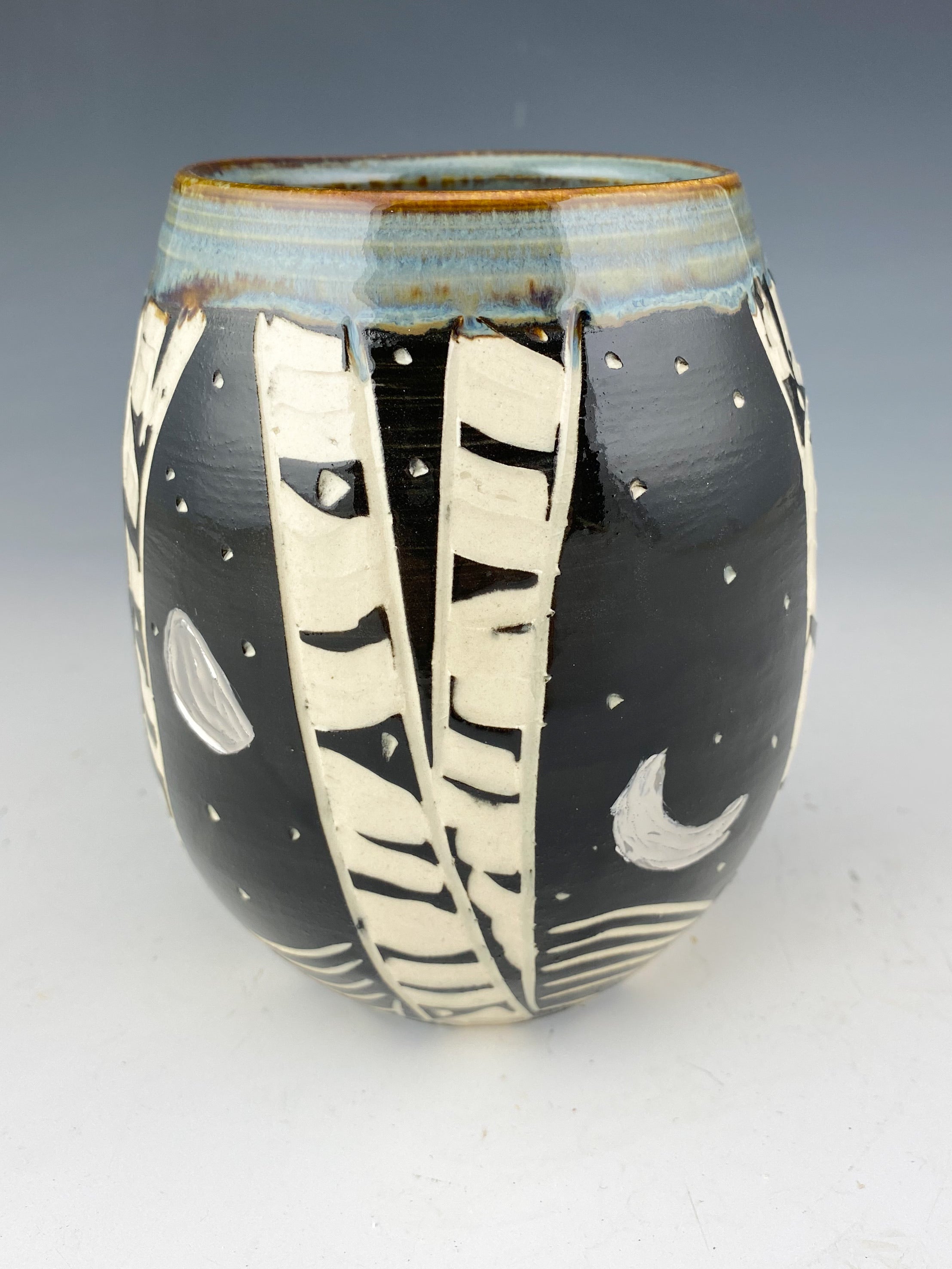 Moon and Birch Luster Mug in Gray