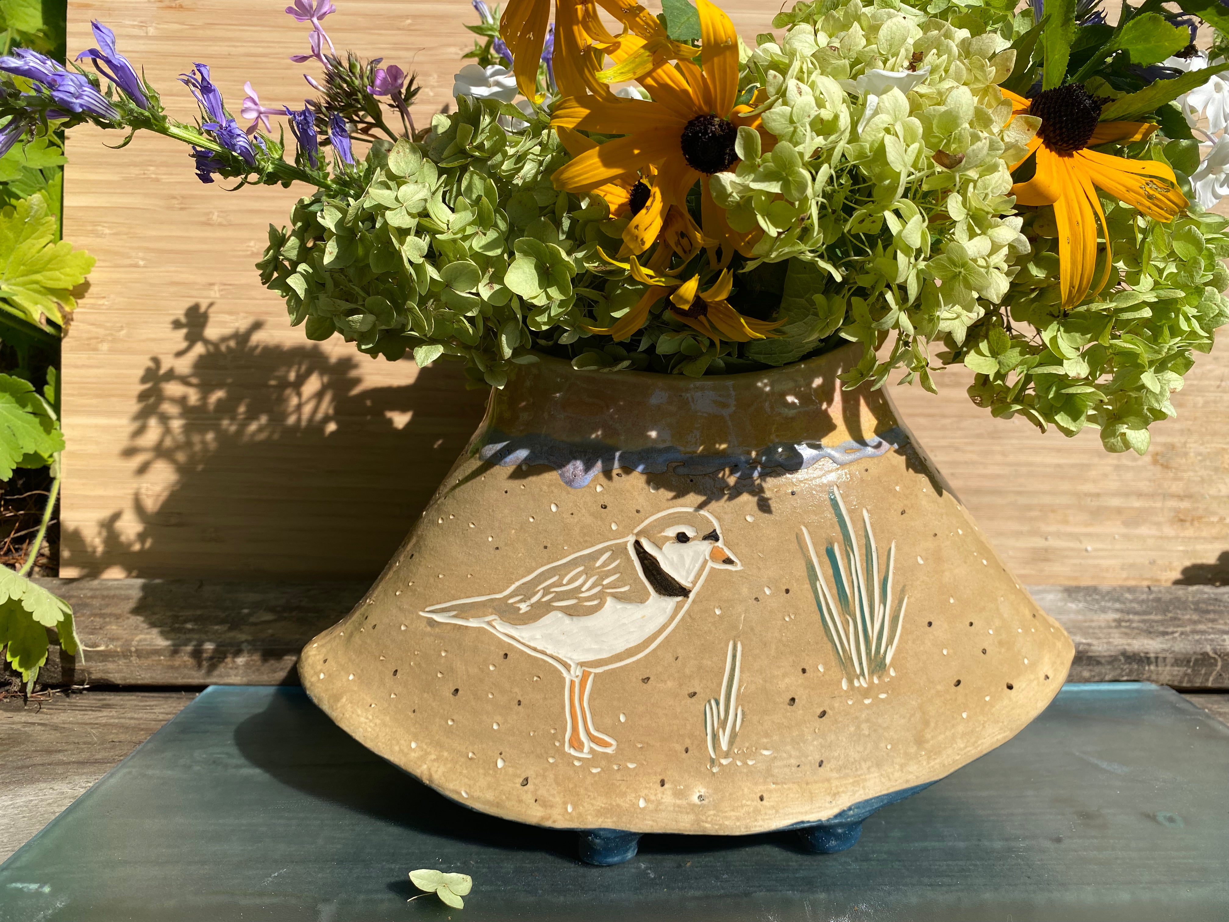 Piping Plover Zoid Vase in Cream Sunset