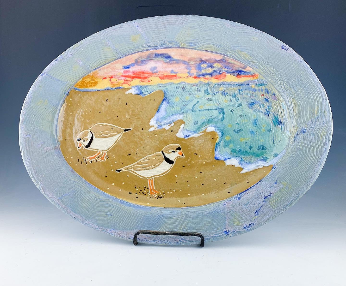 Piping Plover Large Serving Platter in Blue