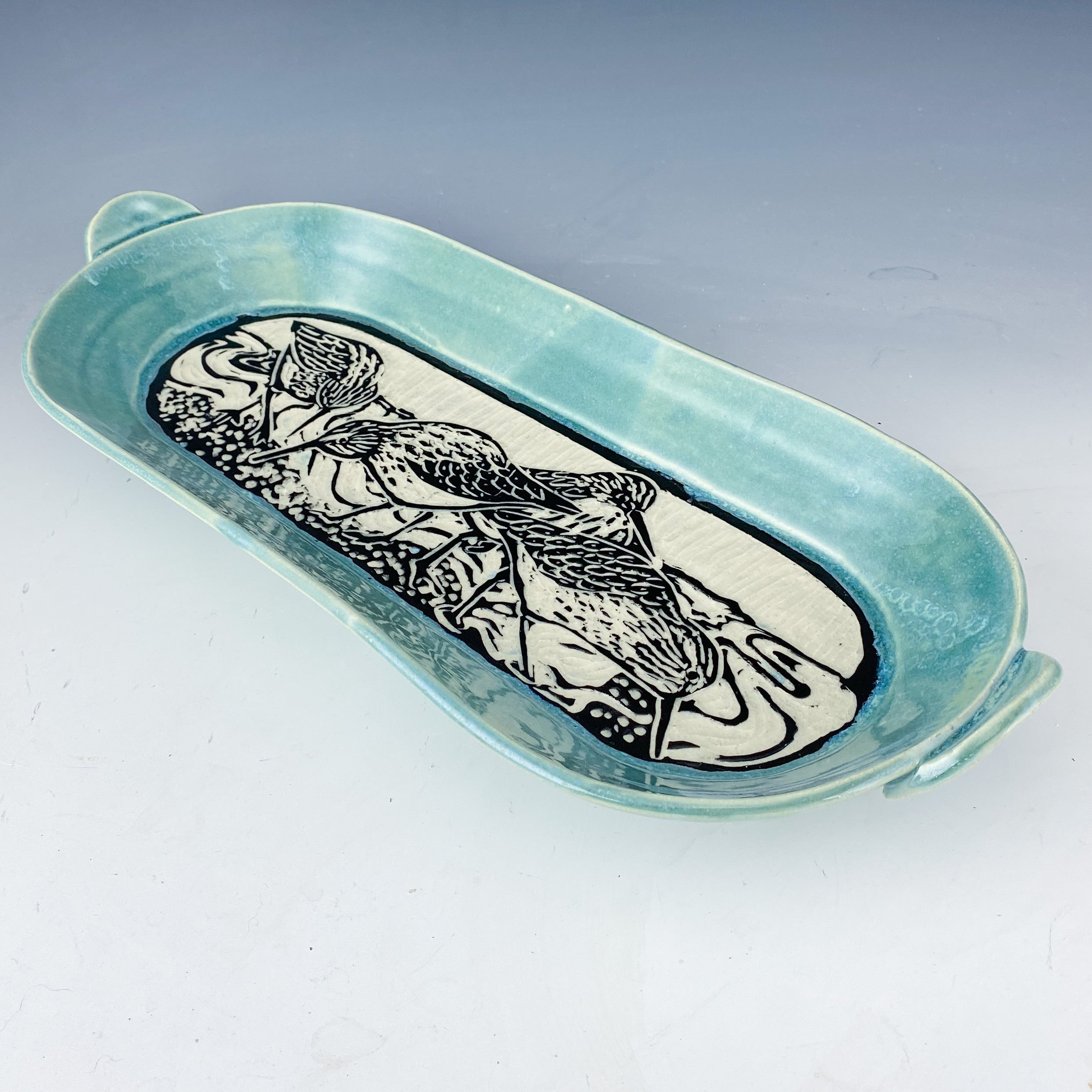 Sandpiper Deep Rounded Oval Tray in Blue