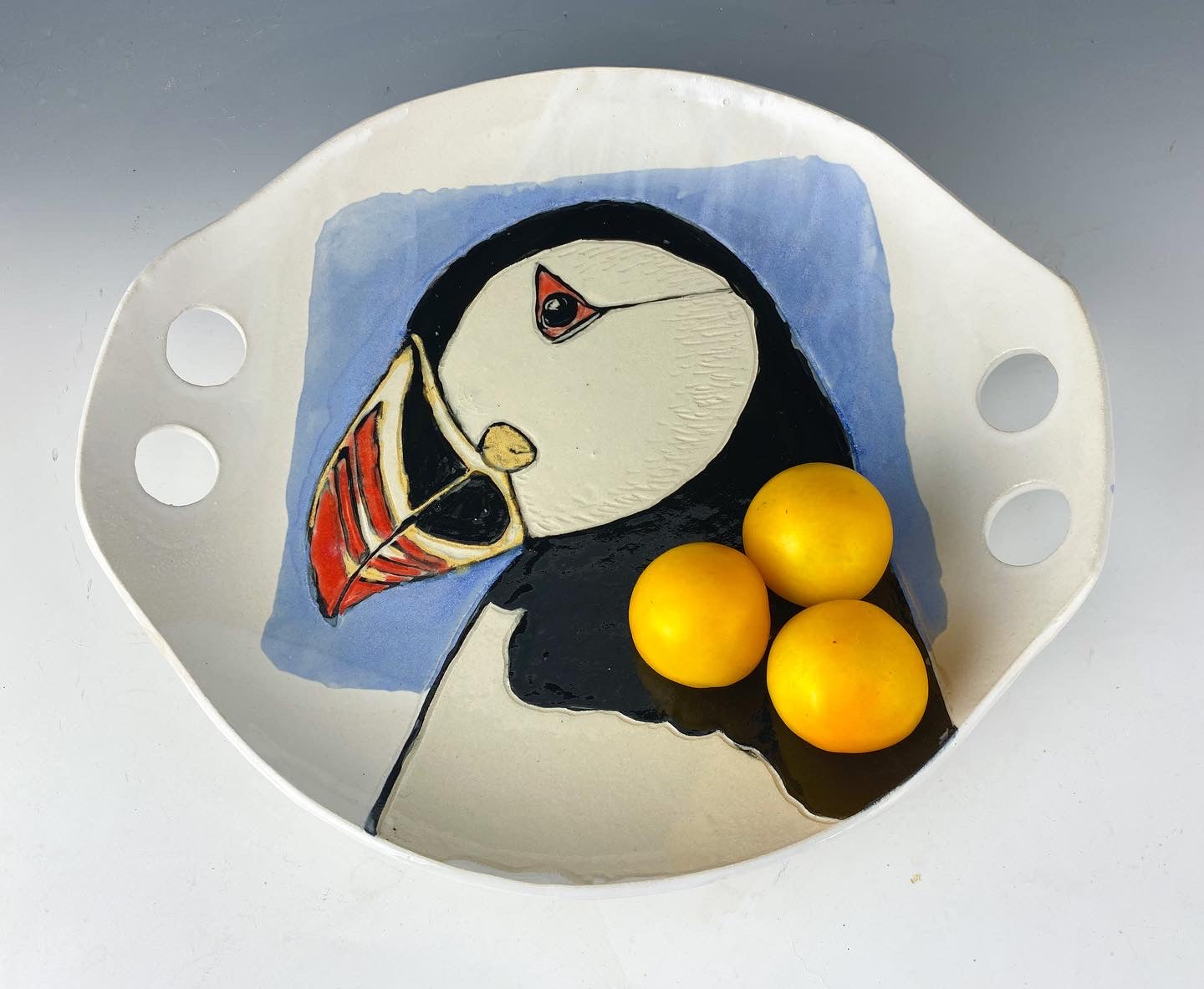 Puffin Serving Dish with Handles  in White